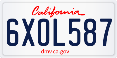 CA license plate 6XOL587