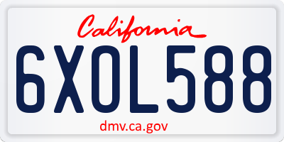 CA license plate 6XOL588