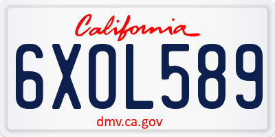 CA license plate 6XOL589