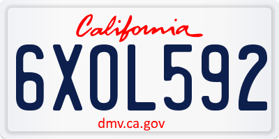 CA license plate 6XOL592