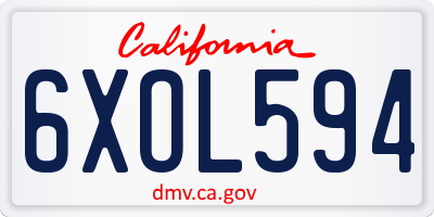 CA license plate 6XOL594