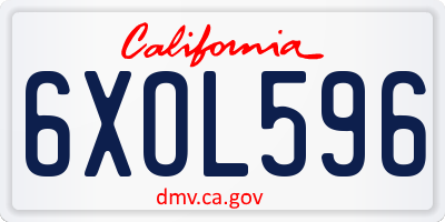 CA license plate 6XOL596
