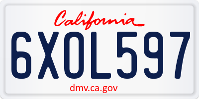 CA license plate 6XOL597