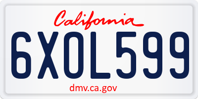 CA license plate 6XOL599