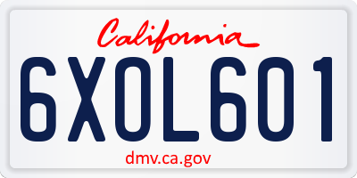 CA license plate 6XOL601