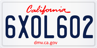 CA license plate 6XOL602