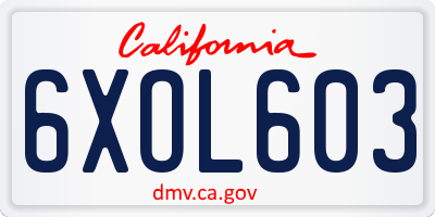 CA license plate 6XOL603