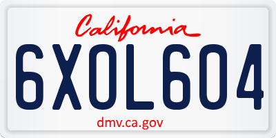 CA license plate 6XOL604