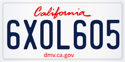 CA license plate 6XOL605