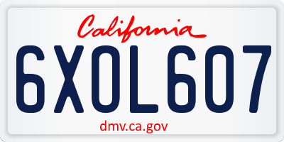 CA license plate 6XOL607