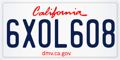 CA license plate 6XOL608