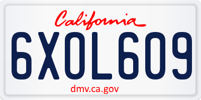 CA license plate 6XOL609