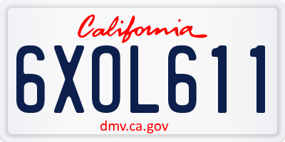 CA license plate 6XOL611