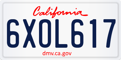 CA license plate 6XOL617
