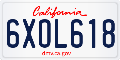 CA license plate 6XOL618