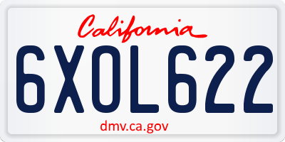 CA license plate 6XOL622