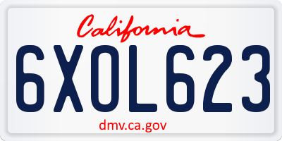 CA license plate 6XOL623