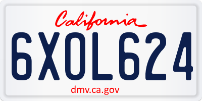 CA license plate 6XOL624