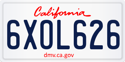 CA license plate 6XOL626