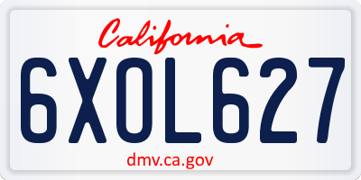 CA license plate 6XOL627