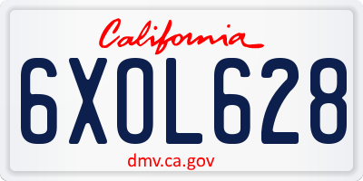 CA license plate 6XOL628