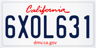 CA license plate 6XOL631