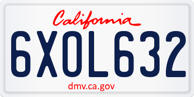 CA license plate 6XOL632