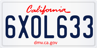 CA license plate 6XOL633