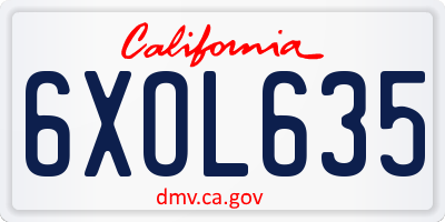 CA license plate 6XOL635