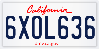 CA license plate 6XOL636