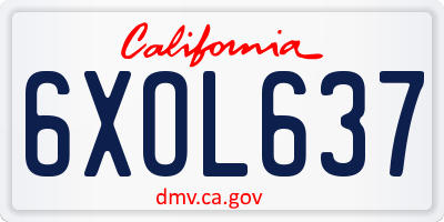 CA license plate 6XOL637