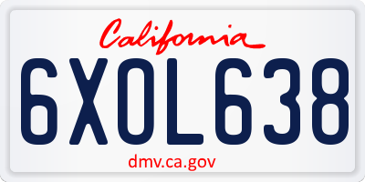 CA license plate 6XOL638