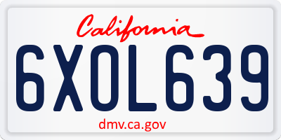 CA license plate 6XOL639