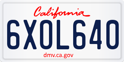 CA license plate 6XOL640
