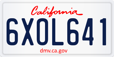 CA license plate 6XOL641