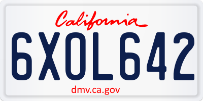 CA license plate 6XOL642
