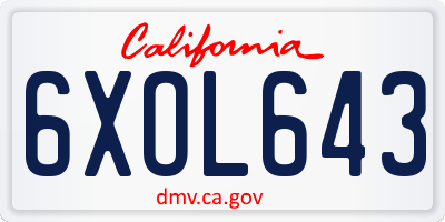 CA license plate 6XOL643