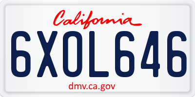 CA license plate 6XOL646
