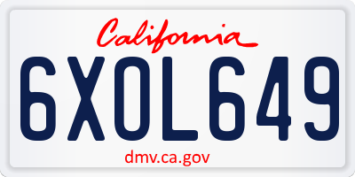 CA license plate 6XOL649