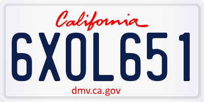 CA license plate 6XOL651