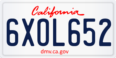 CA license plate 6XOL652