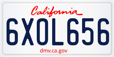 CA license plate 6XOL656