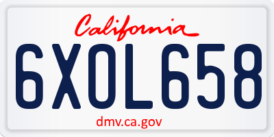 CA license plate 6XOL658