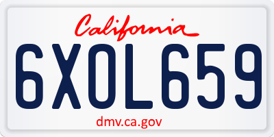 CA license plate 6XOL659