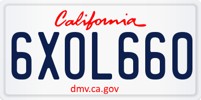 CA license plate 6XOL660