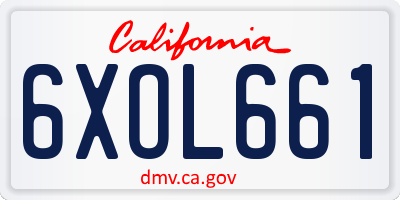 CA license plate 6XOL661