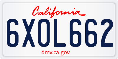 CA license plate 6XOL662