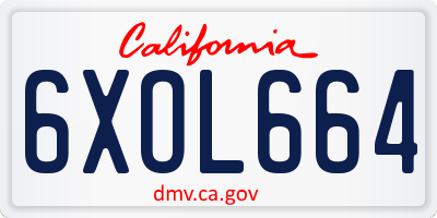 CA license plate 6XOL664