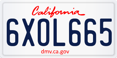 CA license plate 6XOL665