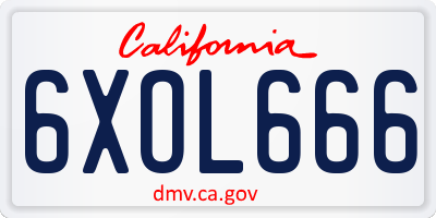 CA license plate 6XOL666